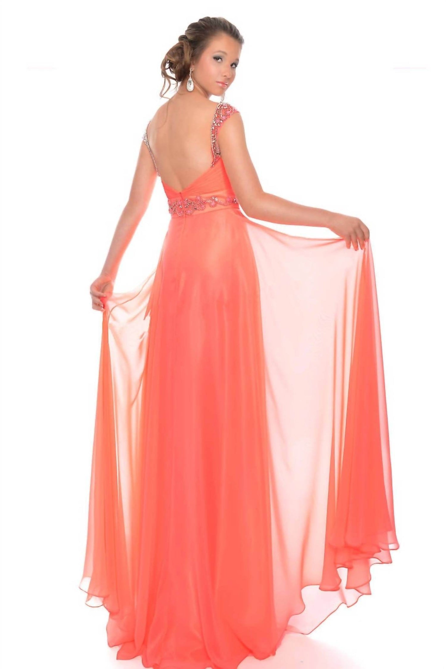 Hand Beaded Chiffon Illusion Prom Dress
