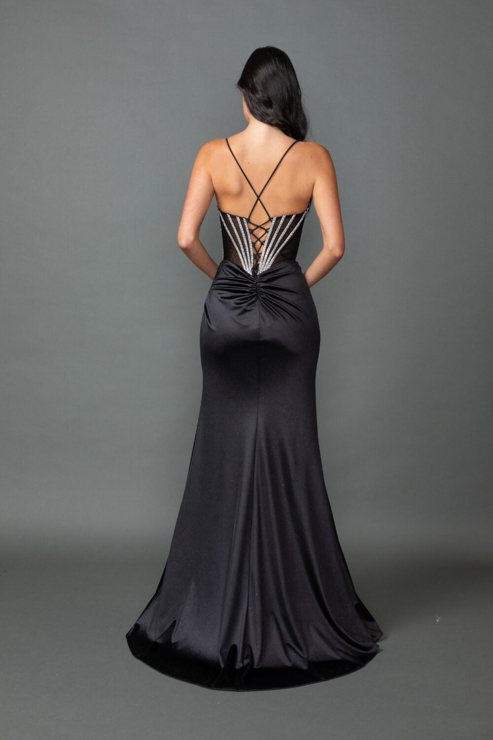 Beaded Satin Dress-4538