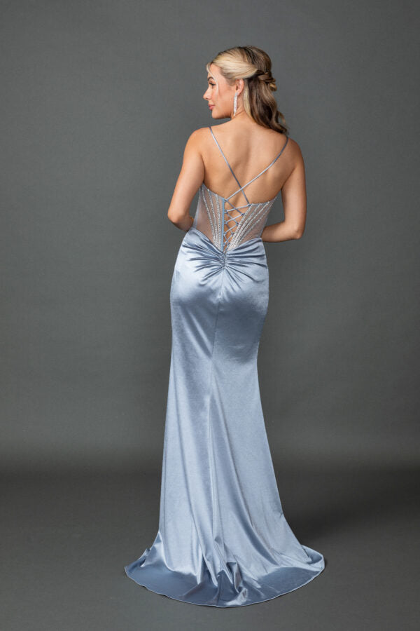 Beaded Satin Dress-4538