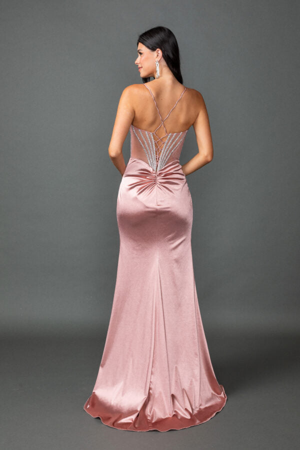 Beaded Satin Dress-4538