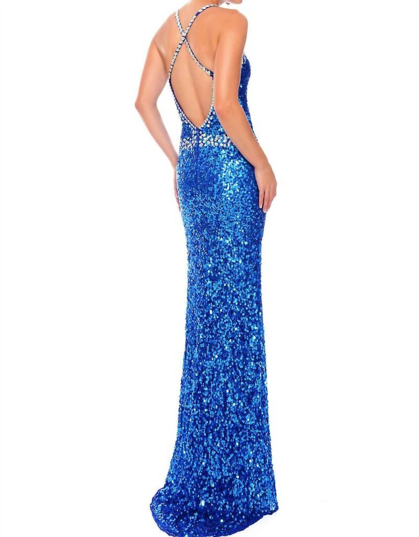 Hand Beaded Prom Dress With High Slit