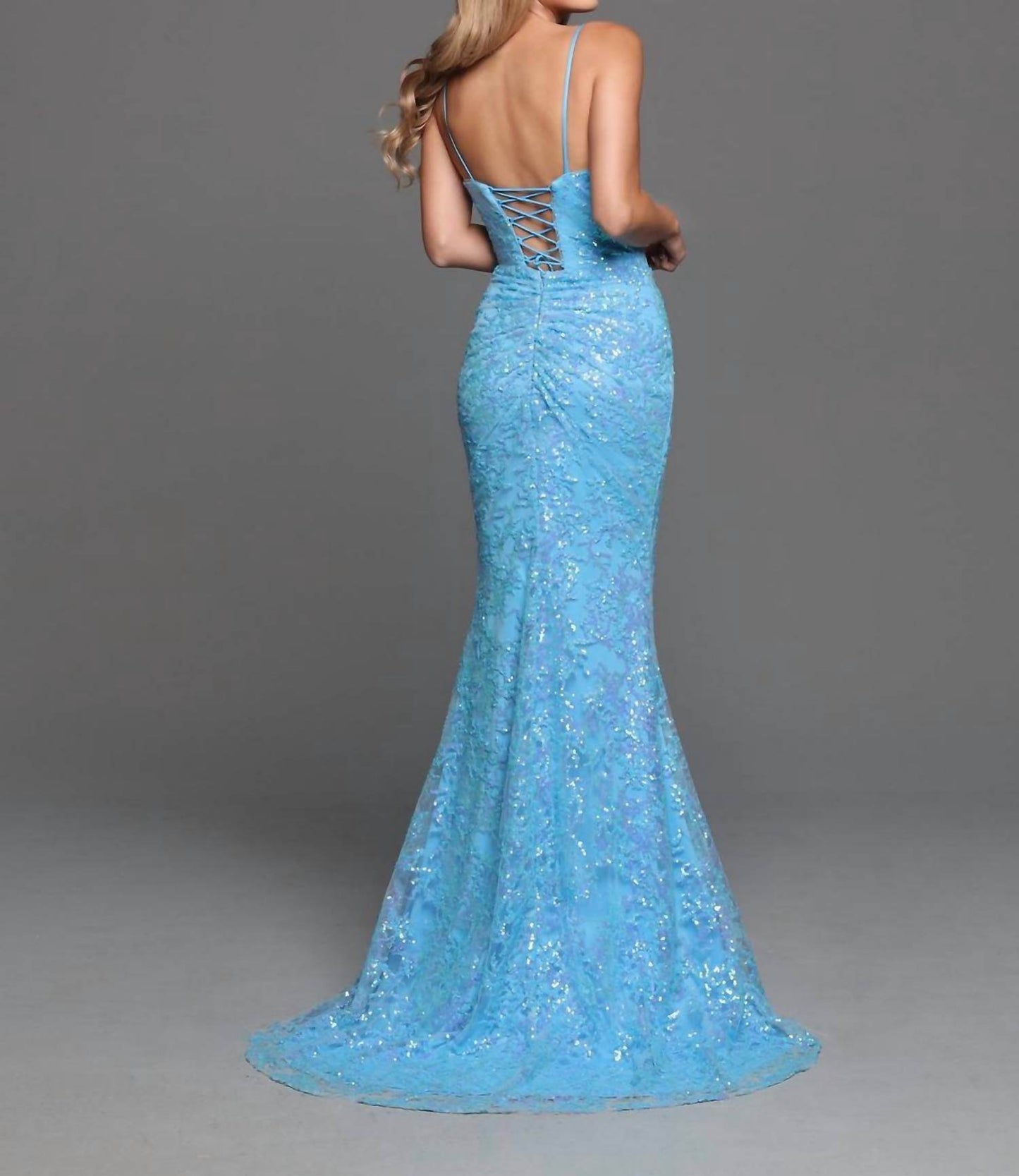 Long Fitted Sequin Prom Dress